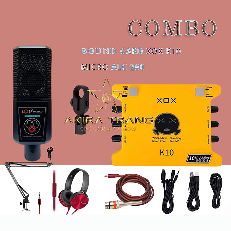 Combo thu âm livestream mic ALC 280 - Sound card K10 2020