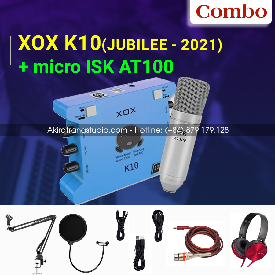 Combo sound card XOX K10 2021 + Mic AT100